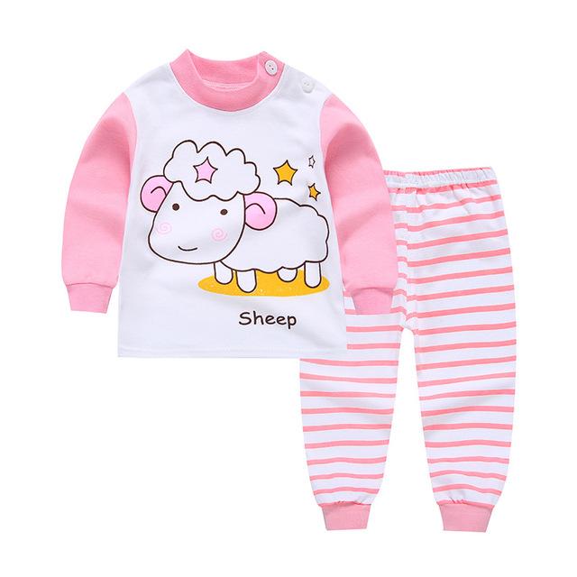 Children's Pyjamas For Long Sleeves 2pcs Cotton Cartoon Printed Girls Clothing