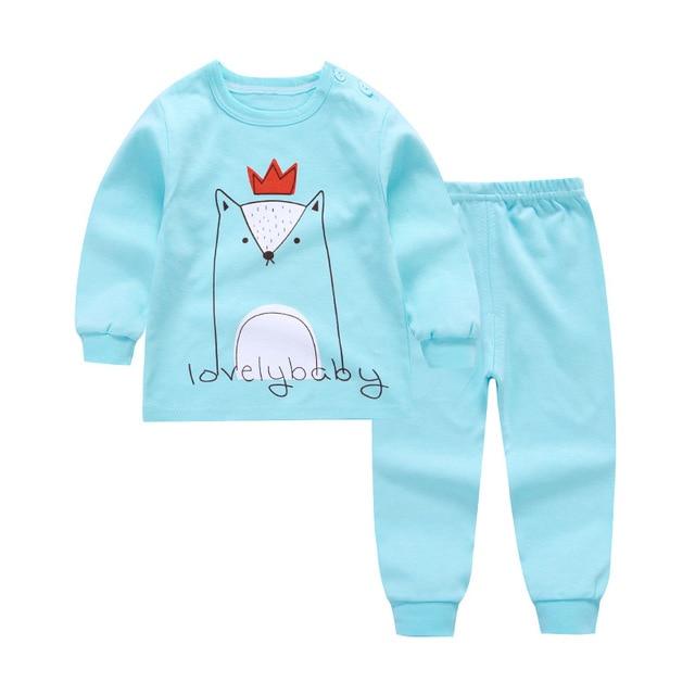 Children's Pyjamas For Long Sleeves 2pcs Cotton Cartoon Printed Girls Clothing