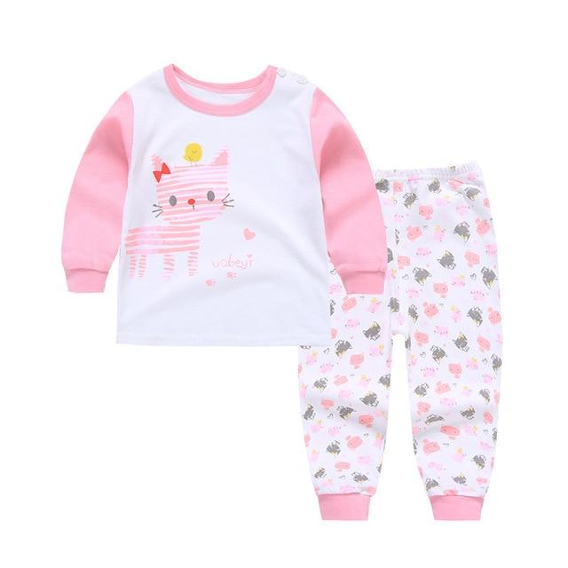 Children's Pyjamas For Long Sleeves 2pcs Cotton Cartoon Printed Girls Clothing
