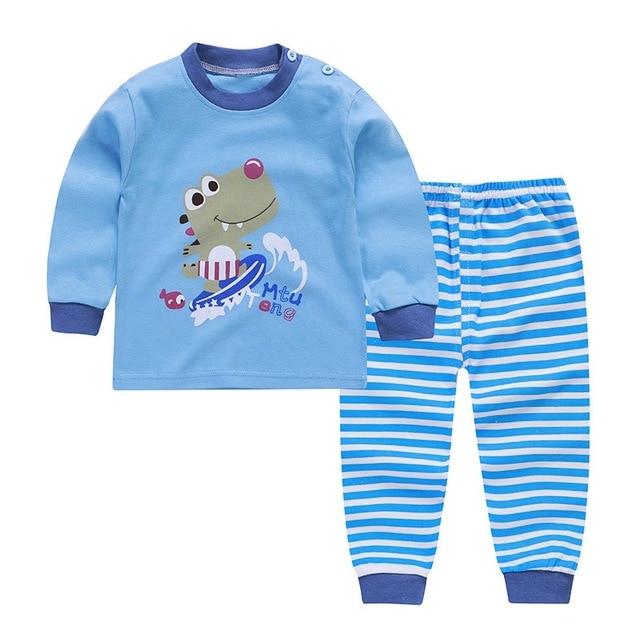 Kids Boys Girls Pajama Sets Cartoon Print Long Sleeve O-Neck Cute T-Shirt Tops with Pants Toddler Baby Autumn Sleeping Clothes
