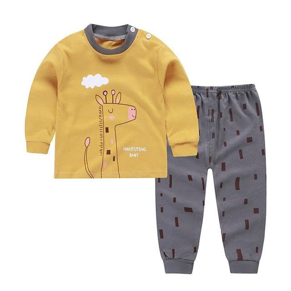 Kids Boys Girls Pajama Sets Cartoon Print Long Sleeve O-Neck Cute T-Shirt Tops with Pants Toddler Baby Autumn Sleeping Clothes