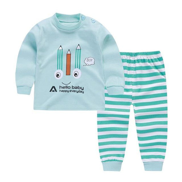 Kids Boys Girls Pajama Sets Cartoon Print Long Sleeve O-Neck Cute T-Shirt Tops with Pants Toddler Baby Autumn Sleeping Clothes