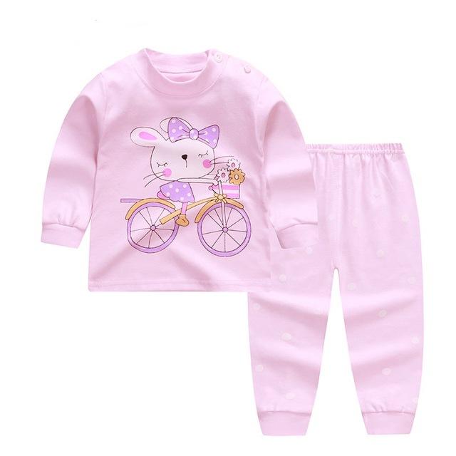 Kids Boys Girls Pajama Sets Cartoon Print Long Sleeve O-Neck Cute T-Shirt Tops with Pants Toddler Baby Autumn Sleeping Clothes