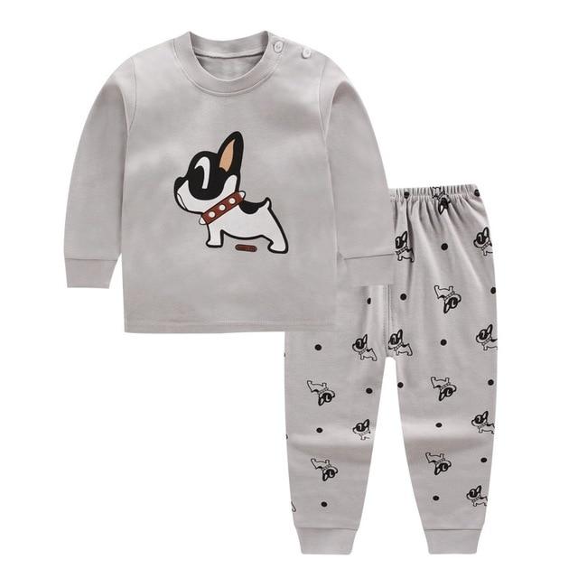 Kids Boys Girls Pajama Sets Cartoon Print Long Sleeve O-Neck Cute T-Shirt Tops with Pants Toddler Baby Autumn Sleeping Clothes