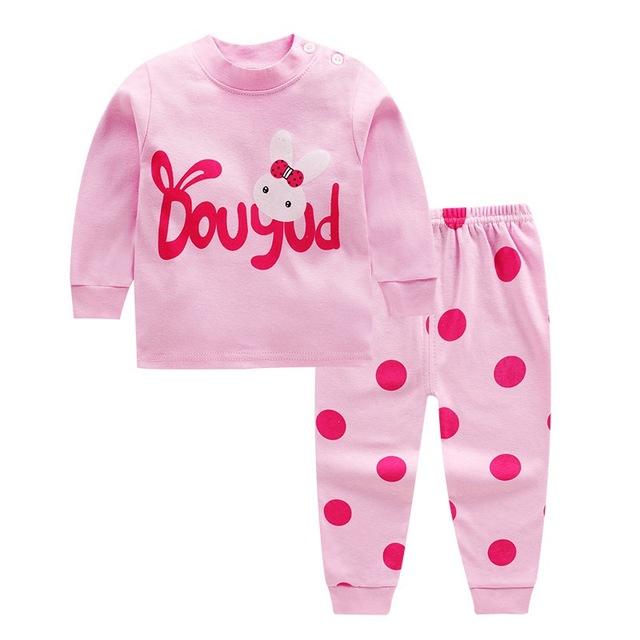 Kids Boys Girls Pajama Sets Cartoon Print Long Sleeve O-Neck Cute T-Shirt Tops with Pants Toddler Baby Autumn Sleeping Clothes
