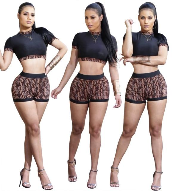 HOT sale women sports crop top and mini shorts two piece set