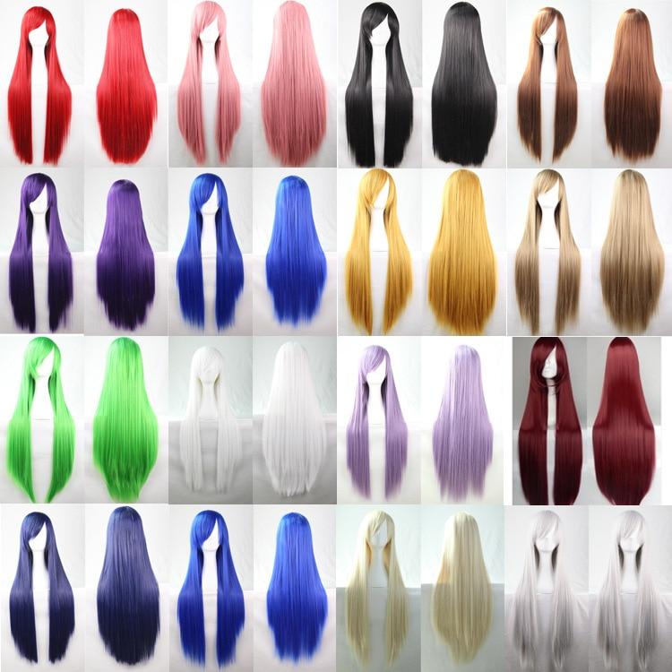 Color long straight hair cosplay wig Anime hot sale spot 80cm wig