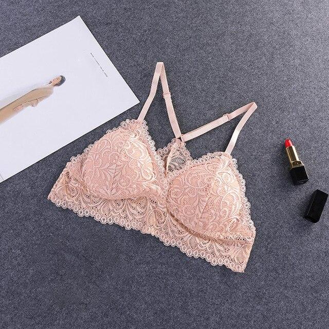 Bra Wireless Bras for Women Lingerie Lace Sexy Bralette Push Up Bra Plus Size Y-line Straps Backless Bras Large Size