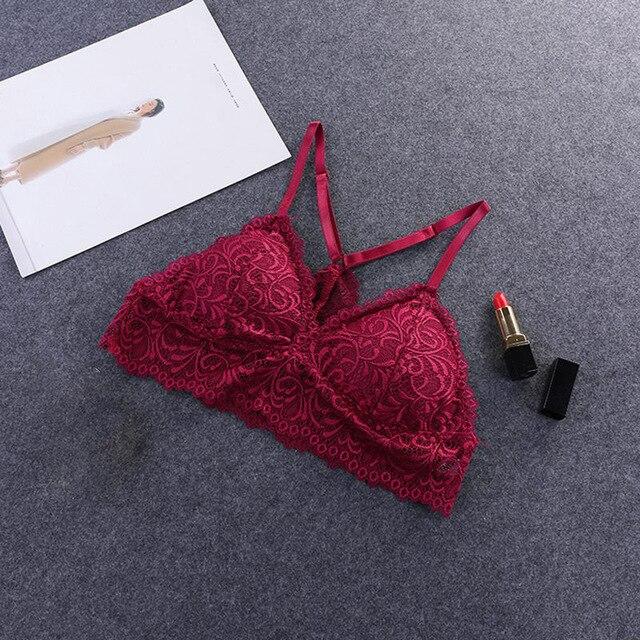 Bra Wireless Bras for Women Lingerie Lace Sexy Bralette Push Up Bra Plus Size Y-line Straps Backless Bras Large Size