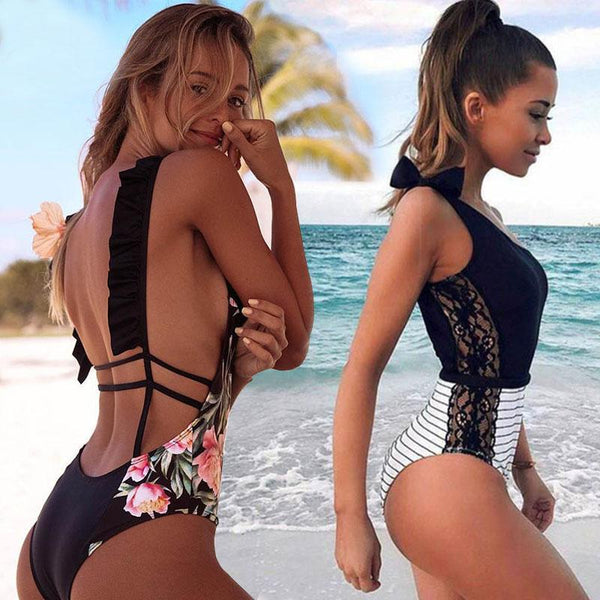 Sexy One Piece Swimsuit Women 2019 Summer Beachwear Lace One Shoulder Swimwear Bathing Suits Bodysuit Monokini Swimsuit
