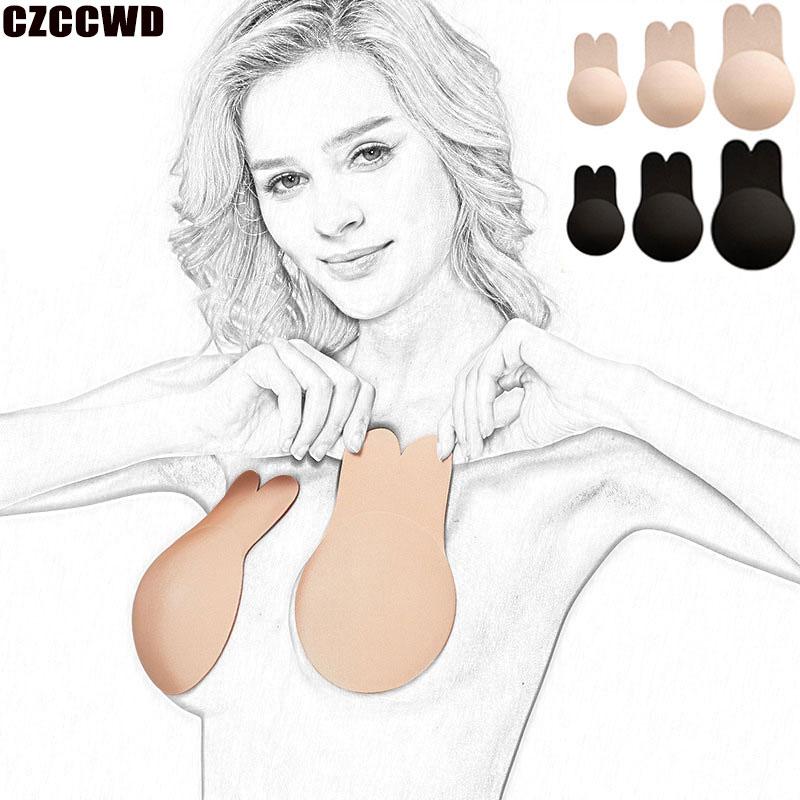 Lingerie Silicone Nipple Cover Stickers Rabbit Bra Push Up Bra Women Self Adhesive  Invisible Bra Strapless Blackless Bralette
