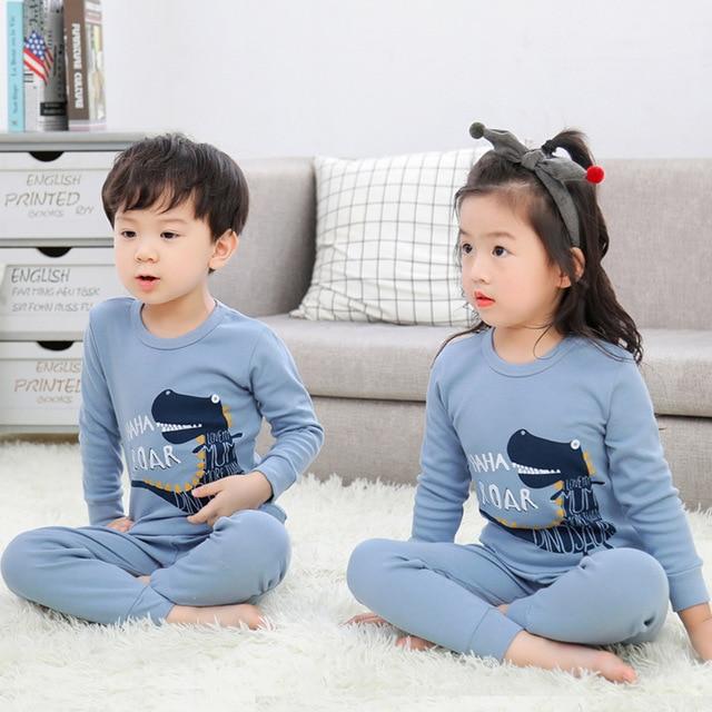 Kids Pajamas 2019 Autumn Girls Boys Sleepwear Nightwear Baby Infant Clothes Animal Cartoon Pajama Sets Cotton Children's Pyjamas