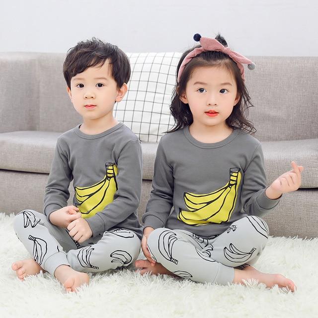 Kids Pajamas 2019 Autumn Girls Boys Sleepwear Nightwear Baby Infant Clothes Animal Cartoon Pajama Sets Cotton Children's Pyjamas