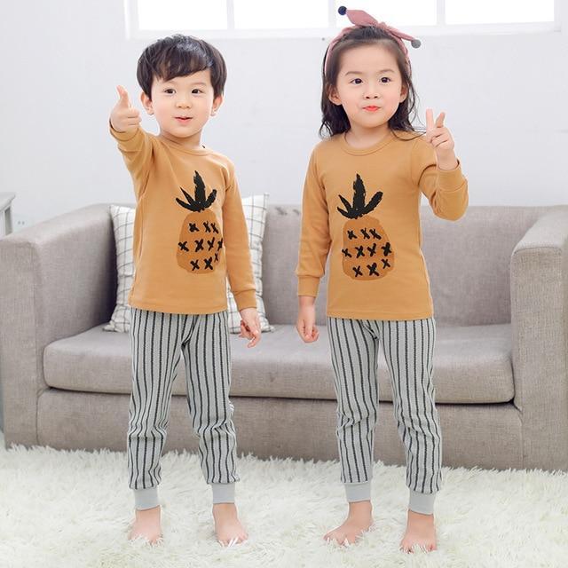 Kids Pajamas 2019 Autumn Girls Boys Sleepwear Nightwear Baby Infant Clothes Animal Cartoon Pajama Sets Cotton Children's Pyjamas