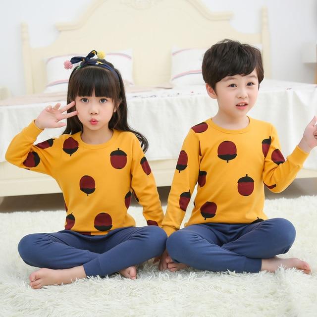 Kids Pajamas 2019 Autumn Girls Boys Sleepwear Nightwear Baby Infant Clothes Animal Cartoon Pajama Sets Cotton Children's Pyjamas