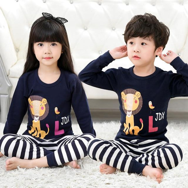 Kids Pajamas 2019 Autumn Girls Boys Sleepwear Nightwear Baby Infant Clothes Animal Cartoon Pajama Sets Cotton Children's Pyjamas