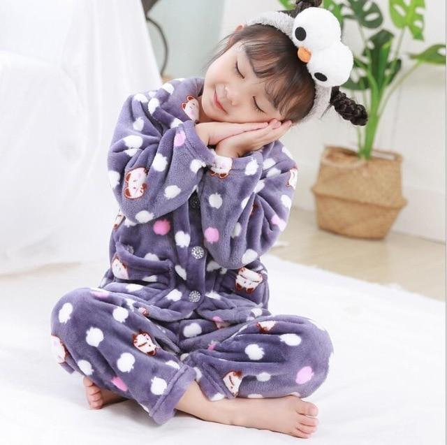 Warmed for winter Pijamas Kids Flannel Pijama set Baby boy girl Cartoon printing Pajamas Children sleepwear Infant pajamas