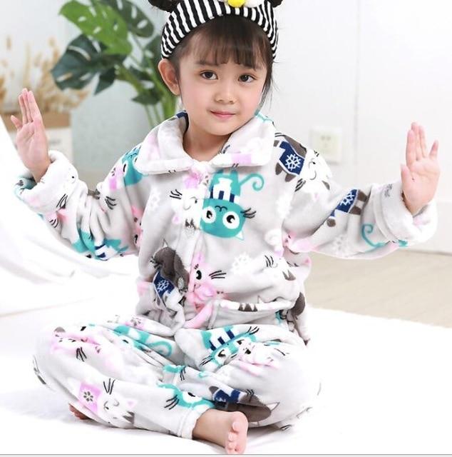 Warmed for winter Pijamas Kids Flannel Pijama set Baby boy girl Cartoon printing Pajamas Children sleepwear Infant pajamas