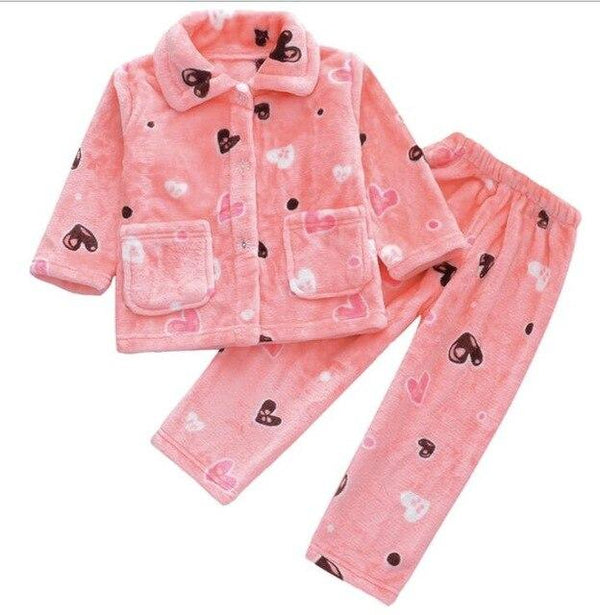 Warmed for winter Pijamas Kids Flannel Pijama set Baby boy girl Cartoon printing Pajamas Children sleepwear Infant pajamas