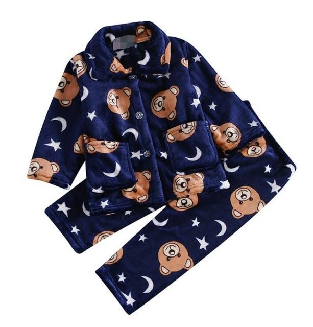 Warmed for winter Pijamas Kids Flannel Pijama set Baby boy girl Cartoon printing Pajamas Children sleepwear Infant pajamas