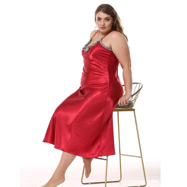 Big Women Nightwear Nightdress Rayon Sleepwear Sexy V-Neck Spaghetti Strap Nightgown Long Style Home Dress Nighty Plus Size XXL