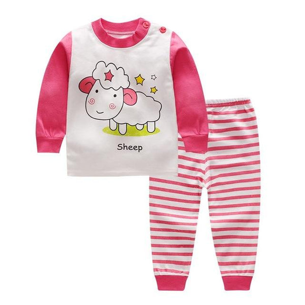 Kids Boys Pajama Sets Cartoon Print Long Sleeve O-Neck Cute T-Shirt Tops with Pants Baby Girls Child Autumn Sleeping Clothes