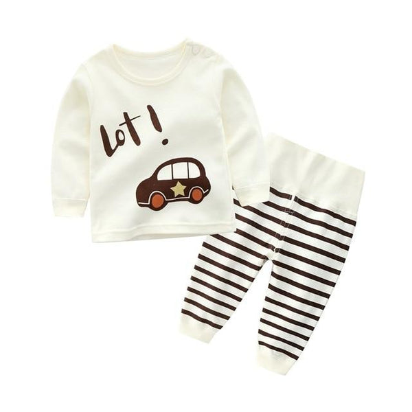 Kids Boys Pajama Sets Cartoon Print Long Sleeve O-Neck Cute T-Shirt Tops with Pants Baby Girls Child Autumn Sleeping Clothes