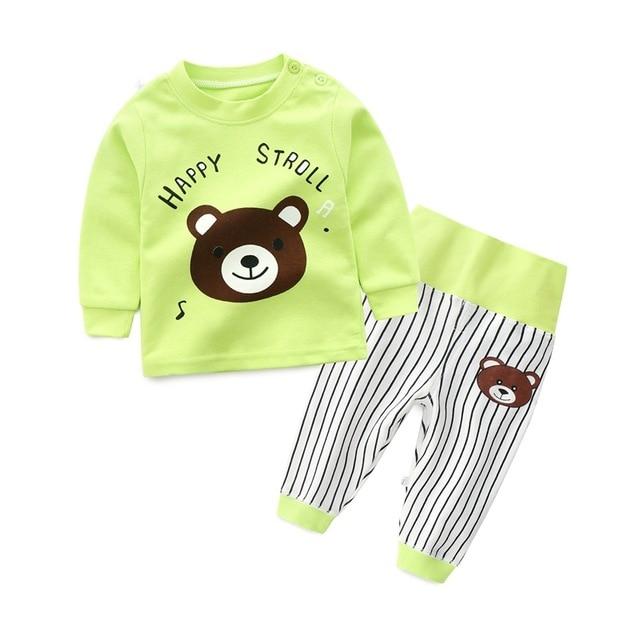 Kids Boys Pajama Sets Cartoon Print Long Sleeve O-Neck Cute T-Shirt Tops with Pants Baby Girls Child Autumn Sleeping Clothes
