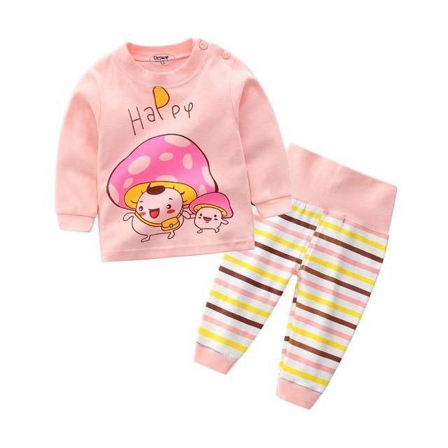 Kids Boys Pajama Sets Cartoon Print Long Sleeve O-Neck Cute T-Shirt Tops with Pants Baby Girls Child Autumn Sleeping Clothes