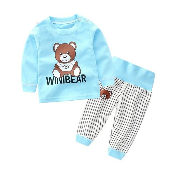 Kids Boys Pajama Sets Cartoon Print Long Sleeve O-Neck Cute T-Shirt Tops with Pants Baby Girls Child Autumn Sleeping Clothes