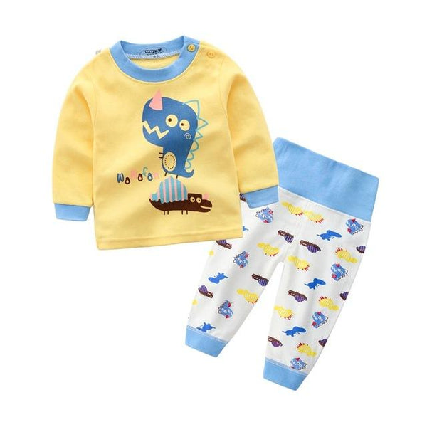 Kids Boys Pajama Sets Cartoon Print Long Sleeve O-Neck Cute T-Shirt Tops with Pants Baby Girls Child Autumn Sleeping Clothes