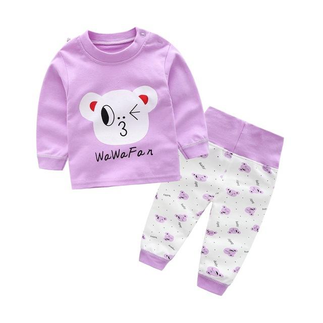 Kids Boys Pajama Sets Cartoon Print Long Sleeve O-Neck Cute T-Shirt Tops with Pants Baby Girls Child Autumn Sleeping Clothes