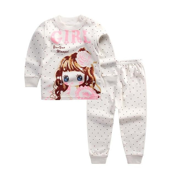 Kids Boys Pajama Sets Cartoon Print Long Sleeve O-Neck Cute T-Shirt Tops with Pants Baby Girls Child Autumn Sleeping Clothes