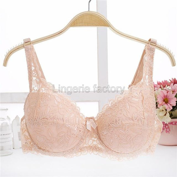OEM Women Sexy Underwire Padded Up Embroidery Lace Bra 32 34 36 38 40 B C D Cup Brassiere Bras