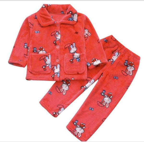 Pijama infantil inverno Kids Pijama set Coral fleece Baby boy girl printing Pajamas Children flannel sleepwear Infant pajamas