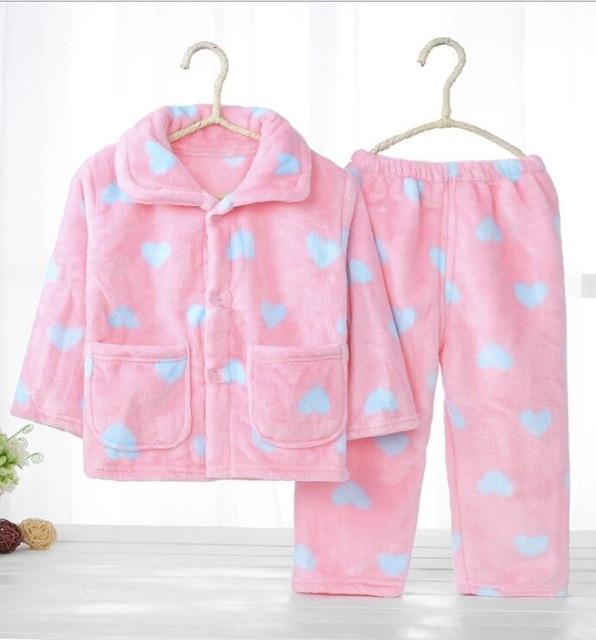 Pijama infantil inverno Kids Pijama set Coral fleece Baby boy girl printing Pajamas Children flannel sleepwear Infant pajamas