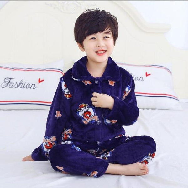 Pijama infantil inverno Kids Pijama set Coral fleece Baby boy girl printing Pajamas Children flannel sleepwear Infant pajamas