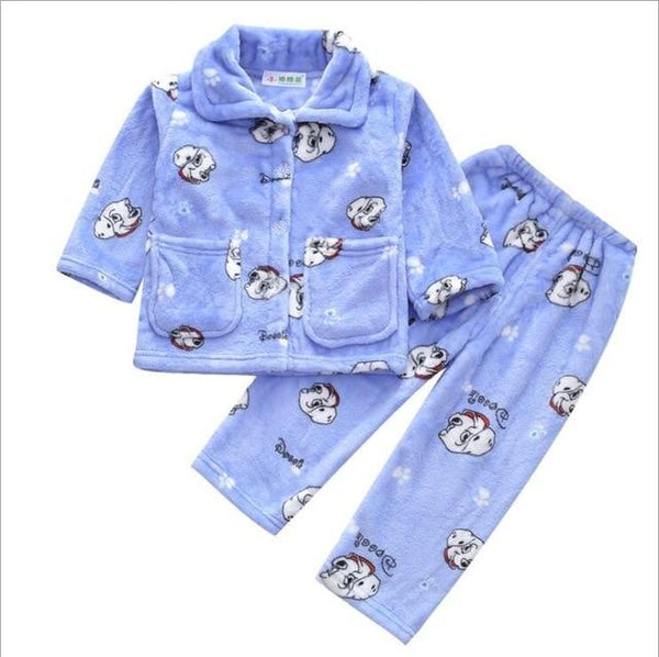 Pijama infantil inverno Kids Pijama set Coral fleece Baby boy girl printing Pajamas Children flannel sleepwear Infant pajamas