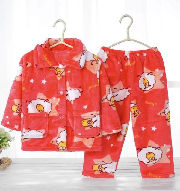 Pijama infantil inverno Kids Pijama set Coral fleece Baby boy girl printing Pajamas Children flannel sleepwear Infant pajamas
