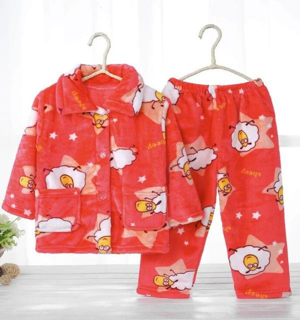 Pijama infantil inverno Kids Pijama set Coral fleece Baby boy girl printing Pajamas Children flannel sleepwear Infant pajamas