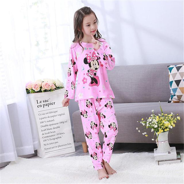 Autumn 2019 Pyjamas Kids Girls Clothes Set Elsa Cartoon Styling Nightwear Print Children's Pajamas Baby Sleepwear Suits 3-13T