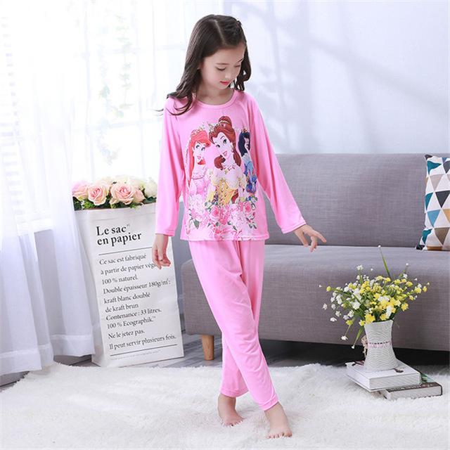 Autumn 2019 Pyjamas Kids Girls Clothes Set Elsa Cartoon Styling Nightwear Print Children's Pajamas Baby Sleepwear Suits 3-13T