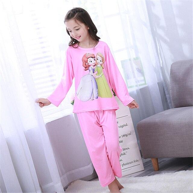 Autumn 2019 Pyjamas Kids Girls Clothes Set Elsa Cartoon Styling Nightwear Print Children's Pajamas Baby Sleepwear Suits 3-13T