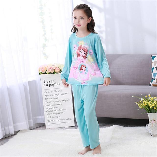 Autumn 2019 Pyjamas Kids Girls Clothes Set Elsa Cartoon Styling Nightwear Print Children's Pajamas Baby Sleepwear Suits 3-13T