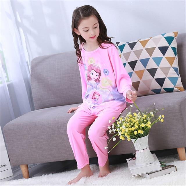 Autumn 2019 Pyjamas Kids Girls Clothes Set Elsa Cartoon Styling Nightwear Print Children's Pajamas Baby Sleepwear Suits 3-13T