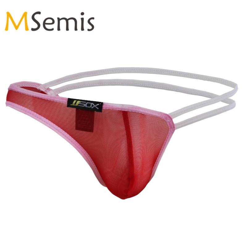 Swimwear Mens Swimsuit Gay Underwear See Through Swimming Trunks G-string Thong Underpants Men Swim briefs Male Thong Panties