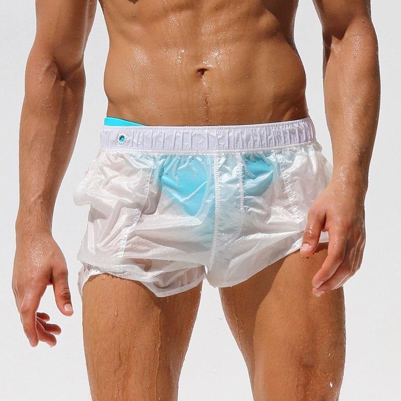 Sexy Swimsuit Gay Swimwear Men Swim Trunks Briefs Transparent Quick Dry Swimming Shorts Sunga Surf Board Beach Shorts mayo Wear