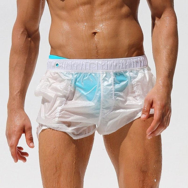 Sexy Swimsuit Gay Swimwear Men Swim Trunks Briefs Transparent Quick Dry Swimming Shorts Sunga Surf Board Beach Shorts mayo Wear