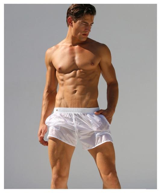 Sexy Swimsuit Gay Swimwear Men Swim Trunks Briefs Transparent Quick Dry Swimming Shorts Sunga Surf Board Beach Shorts mayo Wear