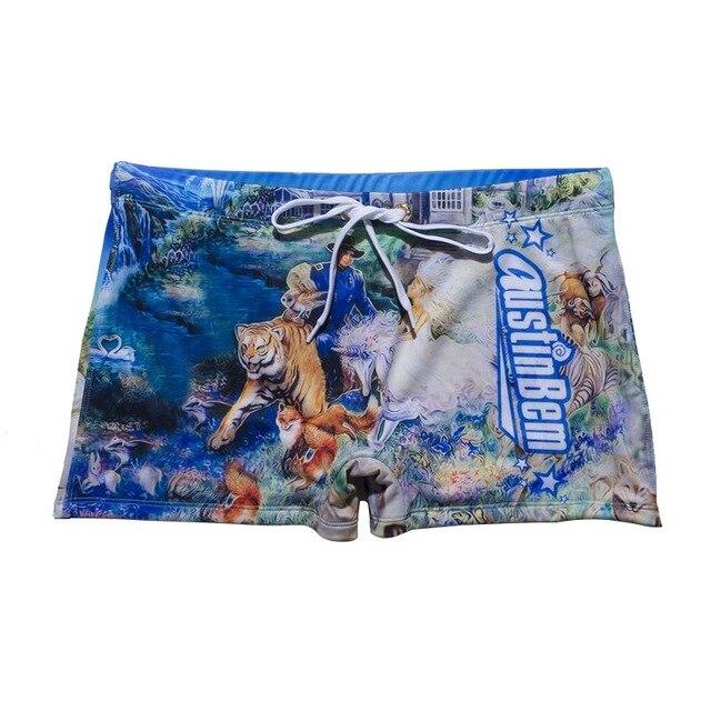 New Male Swimwear Men's Swimming Shorts Trunks Men Beachwear Beach Swimsuit Sport Eagle Flag Print Summer Surf Boxer Mens Shorts